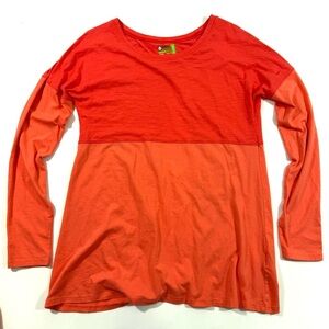 Tasc Pura Open Back Tunic Shirt Size Small Orange Long Sleeve